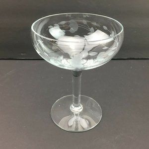 Flower Leaf Etched Glass Clear Cocktail Martini Margarita Stemware Drinkware